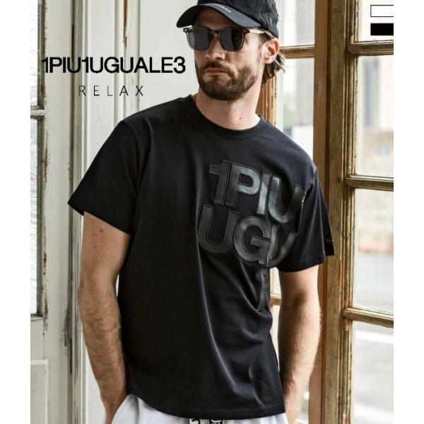 1PIU1UGUALE3 RELAX ウノピゥウノウグァーレトレ リラックス フェイクレザーロゴTシャツ メンズ 半袖 カットソー カジュアル スポーツ インナー