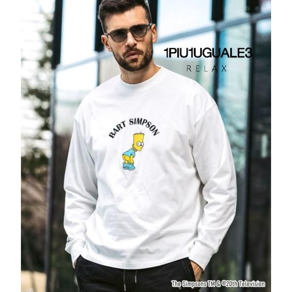 1PIU1UGUALE3 RELAX ウノピゥウノウグァーレトレ リラックス The Simpsons シンプソン Tシャツ  メンズ ロンT 長袖 カットソー カジュアル
