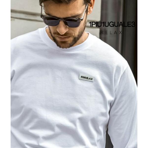 1PIU1UGUALE3 RELAX ウノピゥウノウグァーレトレ リラックス プレートロゴTシャツ メンズ ロンT 長袖 カットソー カジュアル スポーツ
