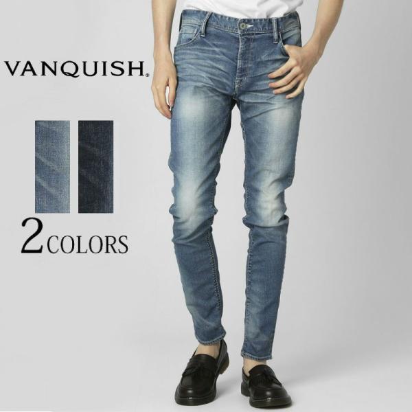 VANQUISH ヴァンキッシュ Used wash taperd slim Skinny Denim pants デニムパンツ ジーンズ  ストレッチパンツ 日本製 国産 カジュアル ストリート 細身 スリム :vjp4039:UPPER GATE 通販 