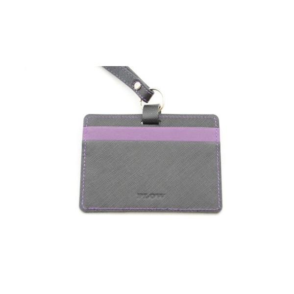 PLOWメッシュエンボスシリーズ本革製IDケース＆ストラップ（横型）(紫）