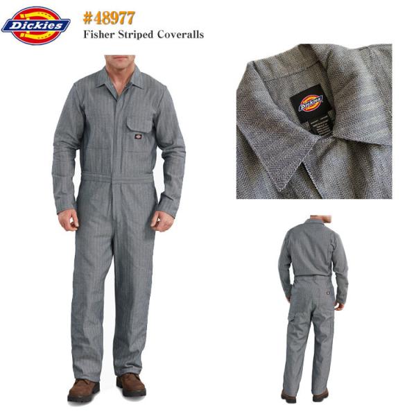 特大 4XL★ディッキーズ 48977 フィッシャーストライプ 長袖 ツナギ C Dickies すぐ届く！ ディッキーズ つなぎ 長袖 長袖ツナギ 48977