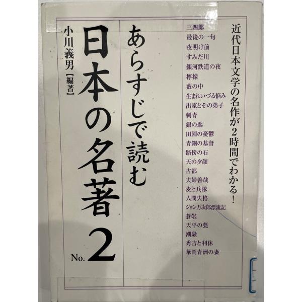 ・書名：あらすじで読む日本の名著 No.2―近代日本文学の名作が2時間でわかる! (楽書ブックス) 小川 義男・ISBN：4806119083・著者：・出版元：・刊行年：・解説：・状態：可・保管場所：