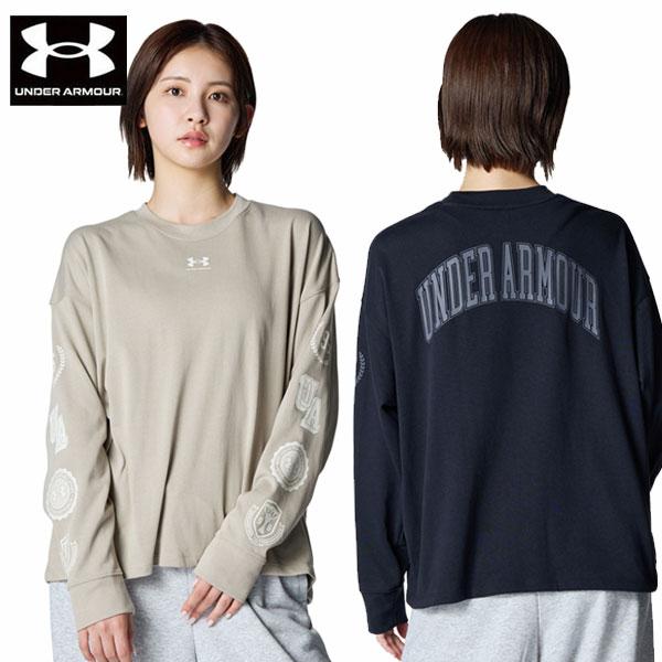 メール便発送 即納可★ アンダーアーマー UAヘビーウエイト カレッジ ロングスリーブ レディース Tシャツ  6007462