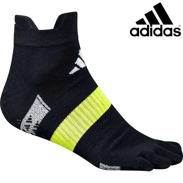 ◆◆メール便発送 ＜アディダス＞ ADIDAS ランニングパフォーマンス 5本指ソックス KLA40 (JM7162：ブラック/ルシッドレモン)