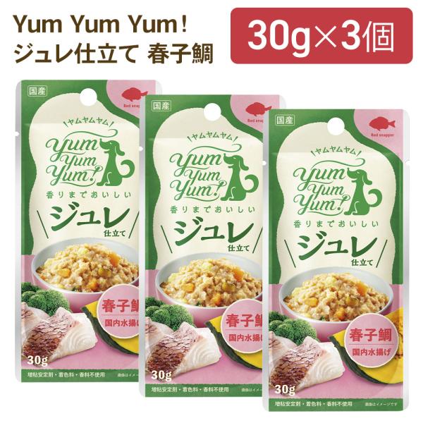 yumyumyum ジュレ仕立て 春子鯛 犬用 30g×3袋 | お試し 季節限定 国産 トッピング おやつ ウェットフード (賞味期限:28/02)