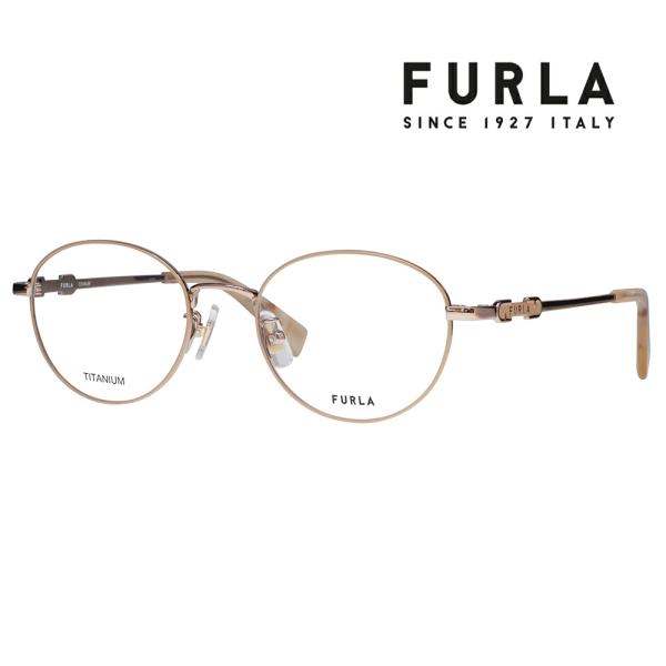 FURLA フルラ 眼鏡 伊達メガネ VFU858J 08FF 49 オーバル メタル ジャパンモデル レディース