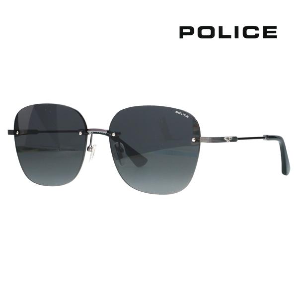 ポリス POLICE サングラス SPLT41K 0627 58 リムレス ツーポイント スクエア メタル 伊達眼鏡 メガネ