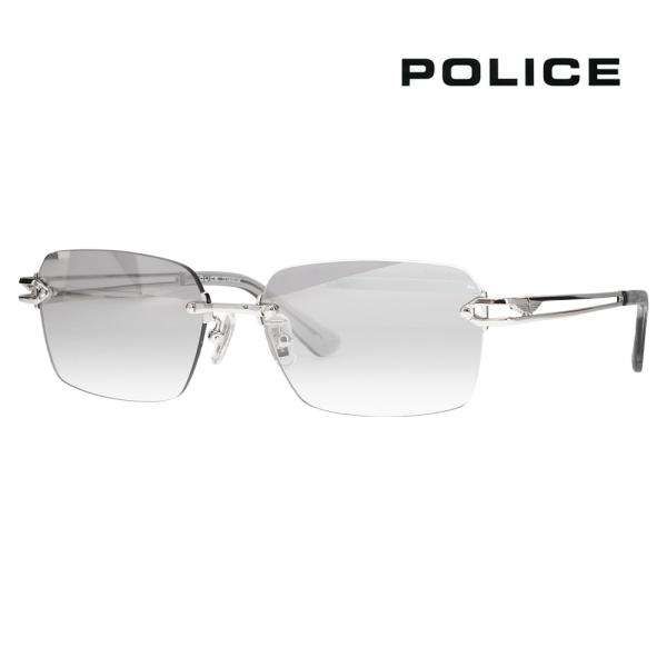 ポリス POLICE サングラス SPLT68J 583X 56 リムレス ツーポイント スクエア βチタン 伊達眼鏡 メガネ