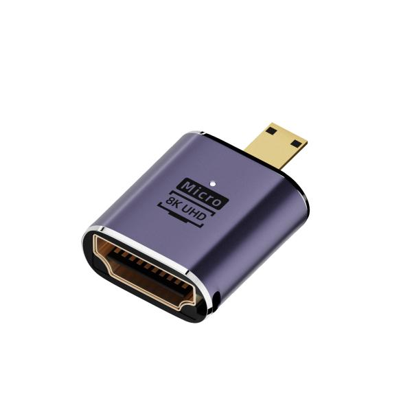 Micro HDMI-HDMI変換アダプタ 8K対応 直型