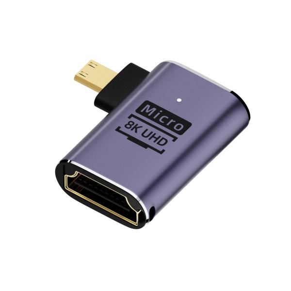 Micro HDMI-HDMI変換アダプタ 8K対応 L型 右向き