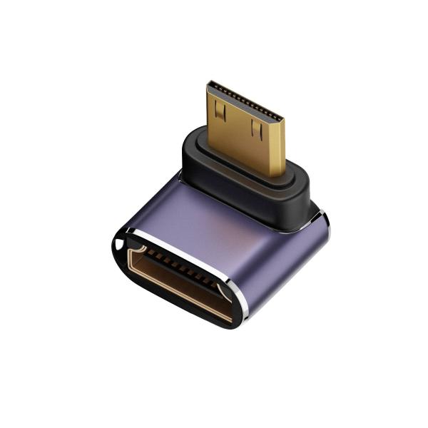 Mini HDMI-HDMI変換アダプタ 8K対応 L型 下向き