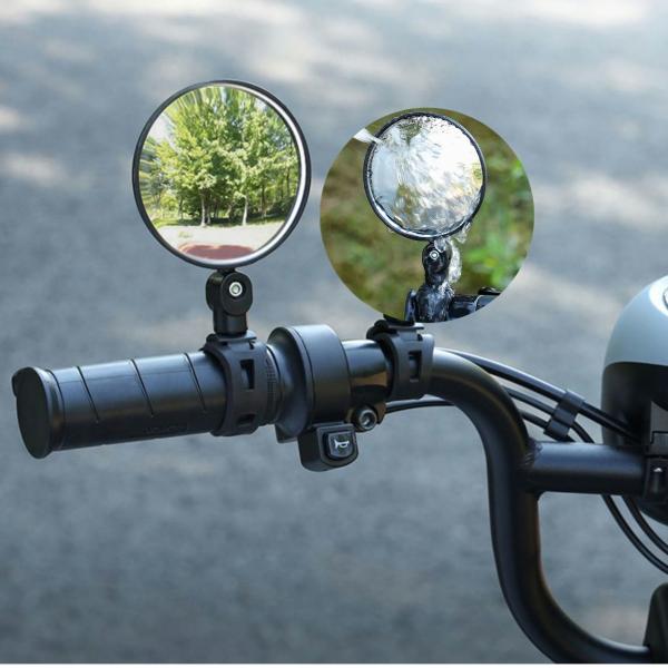 自転車用ミラー バックミラー サイドミラー サイクルミラー バーエンドミラー 5段階調節 360度回転 180度 角度調節可能 凸レンズ 後方確認 ku10000a033
