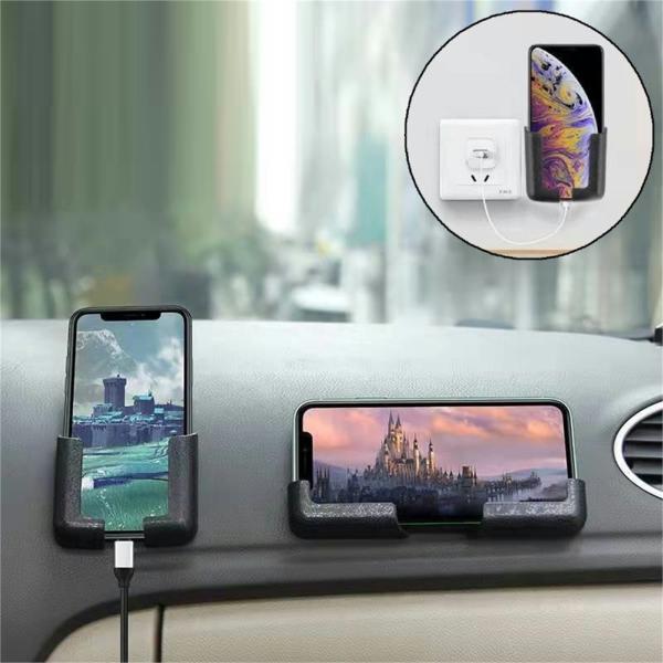 スマホホルダー 車載＆壁掛け用 粘着シール式 組み立て簡単 シンプルデザイン 多用途 カー用品 お出かけ ドライブ 旅行に便利 黒ku10000a144