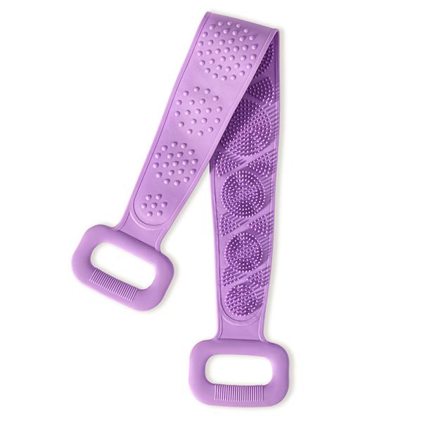 バスブラシ シリコン製 パープル ロングタイプ 背中洗い 角質ケア バス用品