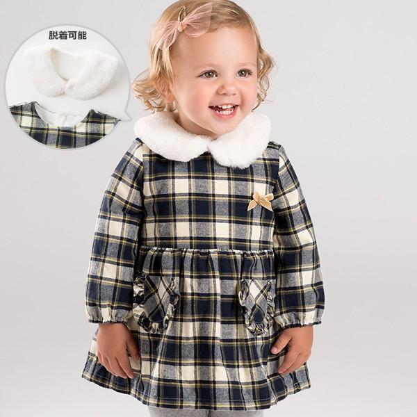 女の子 ワンピース 長袖 冬 Aライン チェック 起毛 Db115 Davebella Db115 アーバン ミニ スタイル 通販 Yahoo ショッピング
