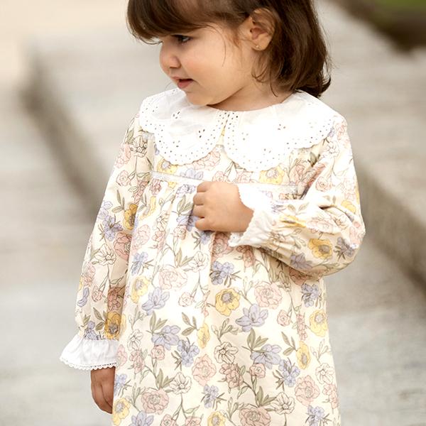 キッズ 子供服 女の子 ワンピース 長袖 リバティ 花柄 襟付き 春 秋 冬 