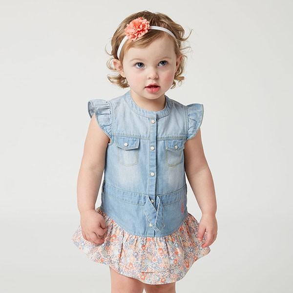 子供服 女の子 ワンピース 半袖 ノースリーブ チュニック スカート デニム フリル 花柄 ブルー 70cm 80cm 90cm 100cm 110cm 1cm Db5050 アーバン ミニ スタイル 通販 Yahoo ショッピング