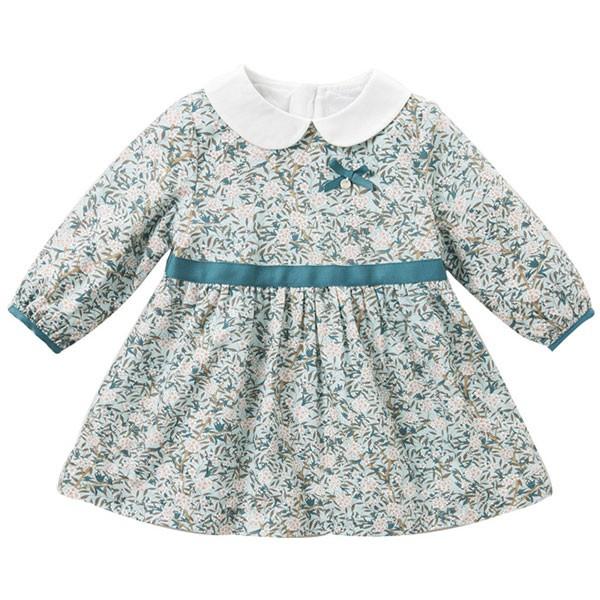 ワンピース Aライン 子供服 女の子 長袖 花柄 ドレス 発表会 秋 春 冬