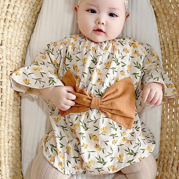 ロンパース カバーオール ベビー服 女の子 花柄 大きなリボン ラッパ袖 春 秋 60 70 80 Cm Hyc Modomoma シンプル 上品 Hyb アーバン ミニ スタイル 通販 Yahoo ショッピング