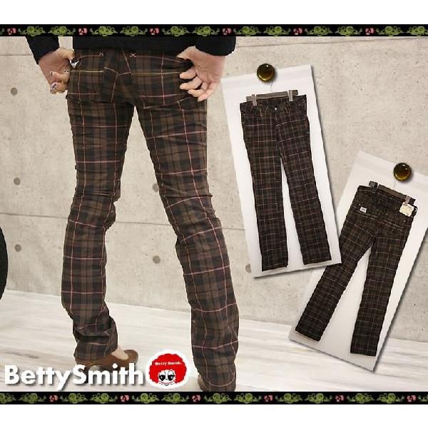 Betty Smith ベティスミス チェック柄 スリム カラー パンツ Betty Smith ベティスミス チェック柄 スリム カラー パンツ