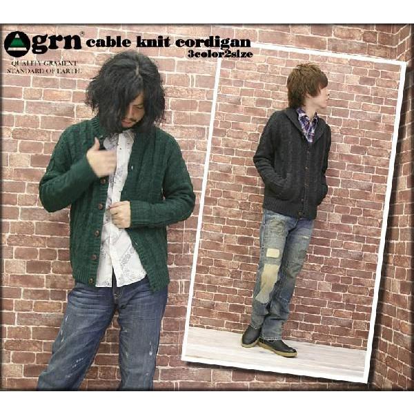 grn ジーアールエヌ ケーブルニットフルボタンカーディガン ニット grn 