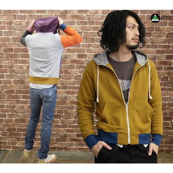 grn ジーアールエヌ 配色裏毛 ジップパーカー メンズ レディース