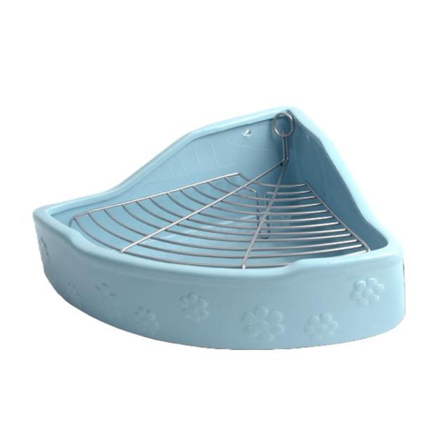 うさぎ トイレ 陶器製｜噛まれにくく清潔 小動物・チンチラ・モルモット用 コンパクトで可愛い ペットトイレ（ブルー）