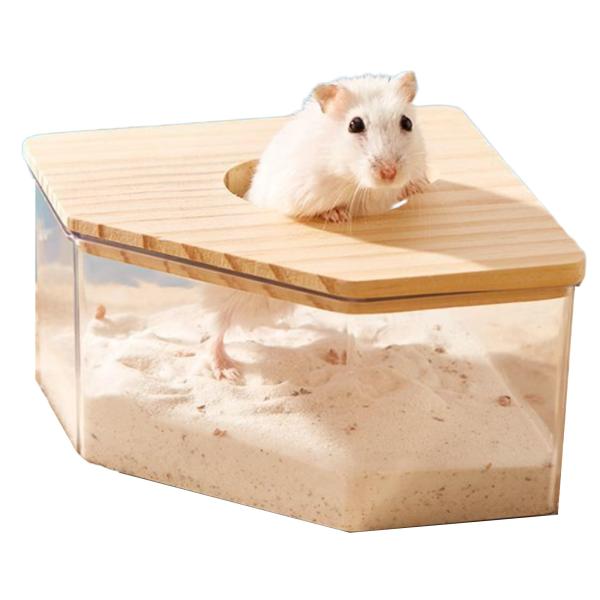 Asdays ハムスター トイレ クリア コーナー型 多機能 脱臭 バス 遊び場 おしゃれ 掃除しやすい 飛び散り防止 (大サイズ)