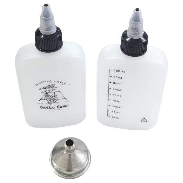 【ボトル 漏斗】 アルコールボトル じょうご付き ホワイト 120ml ボトルサイズ:約140*63*27mm 漏斗サイズ:35*26mm