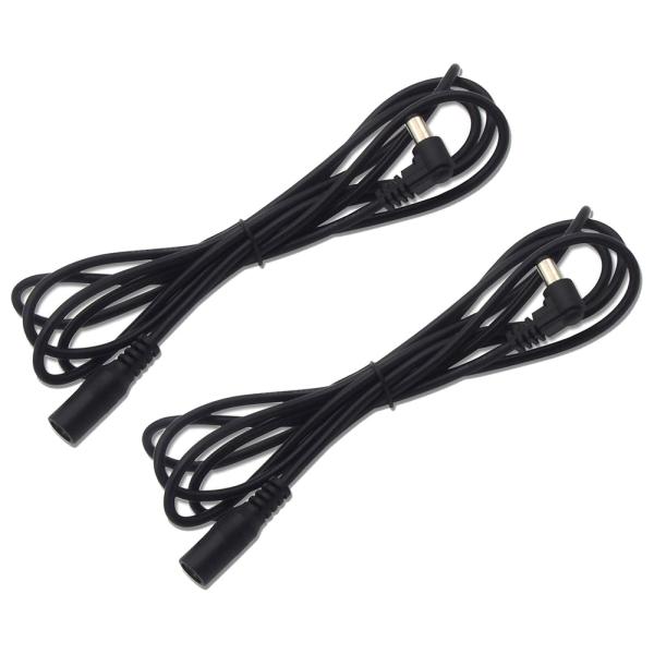 【2本】 電源延長ケーブル L字型 DC5.5mm-2.1mm オス-オス 接続用 ブラック 約1.5m