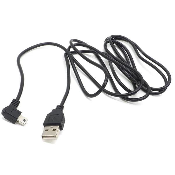 PS3コントローラー用 L字 miniUSB ケーブル 充電専用 USB-A miniB プラグ ロングタイプ 機器対応 交換ケーブル 配線補助 向きC ブラック 約1.8m