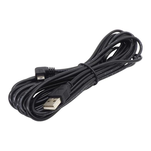 PS3コントローラー用 L字 miniUSB ケーブル 充電専用 USB-A miniB プラグ ロングタイプ 機器対応 交換ケーブル 配線補助 向きC ブラック 約5.0m