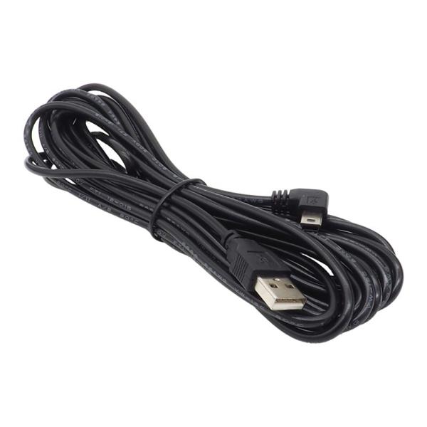 PS3コントローラー用 L字 miniUSB ケーブル 充電専用 USB-A miniB プラグ ロングタイプ 機器対応 交換ケーブル 配線補助 向きD ブラック 約5.0m