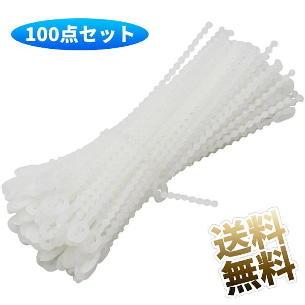 【100mm 100点セット】ケーブルタイ ナイロンビーズ 結束バンド 何度も使える 調整可能 3*100mm ホワイト 100点セット