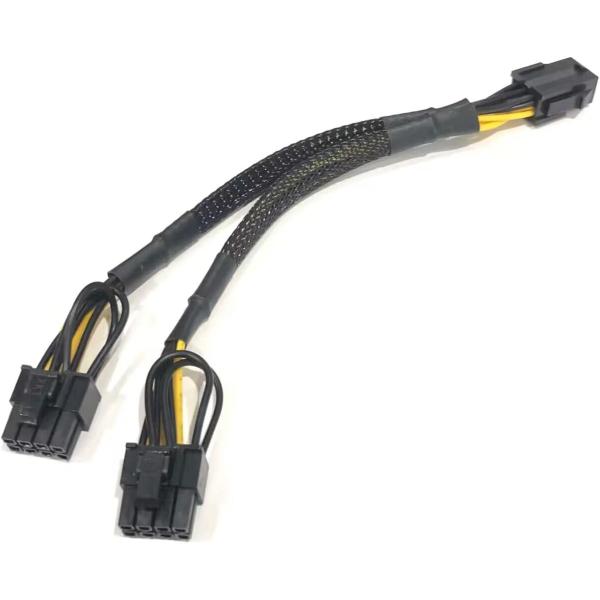 [Release date: October 2, 2025]PCIe6ピンを8ピン(6+2ピン)2分岐にするケーブルPCIe6ピンメスー8ピン(6+2ピン)オス ケーブル 18AWGsqに伴う許容電流、電力でお使いください●全長 約20c...