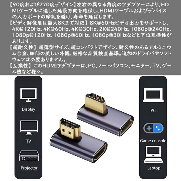 HDMI L�� �R�l�N�^ �P�[�u�� L�^ �I�X���X ���� HDMI�|�[�g �ϊ� ���j�^�[ ��2.1cm ���i�摜2