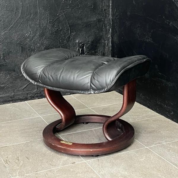 オットマン 【中古】EKORNES 本革 レザー ブラック ノルウェー フット