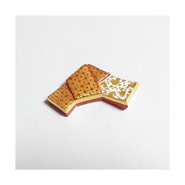 清水焼・京焼 朱金彩疋田（ひった）絞りに結び紋 箸置き 〔澤村陶哉