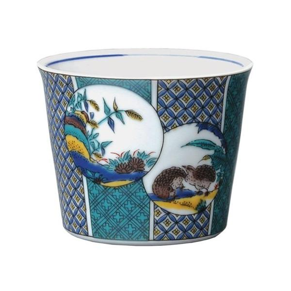 青郊窯 九谷焼 蕎麦猪口 古九谷色絵鶉草花図 MCF-09