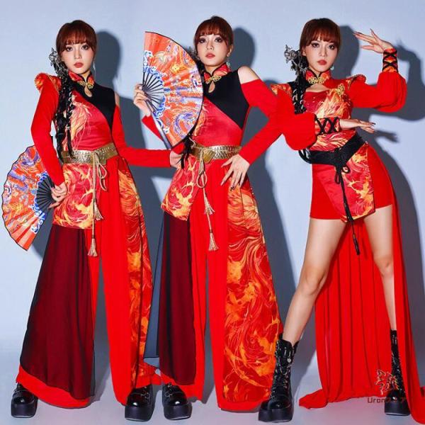 ダンス衣装 セットアップ レディース チャイナ風 トップス