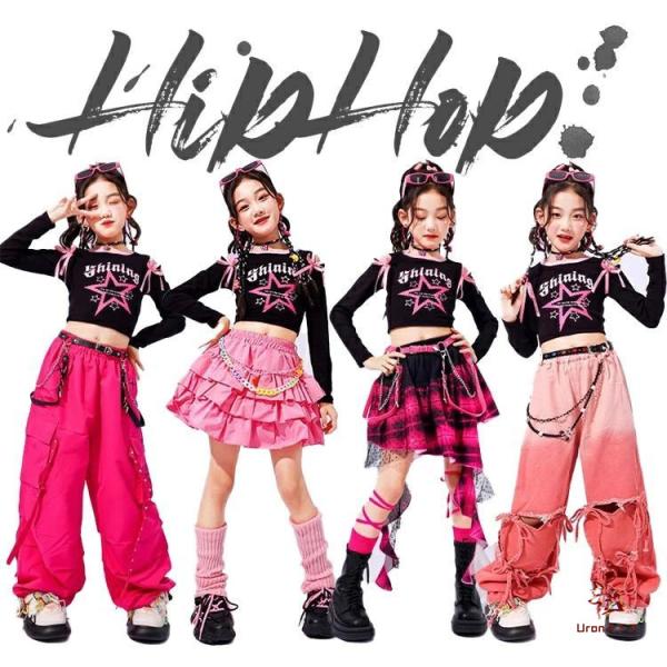 子供　女の子　ダンス衣装 ピンク系 子供服 キッズ ダンス ダンス衣装 女の子 デニム チェック柄