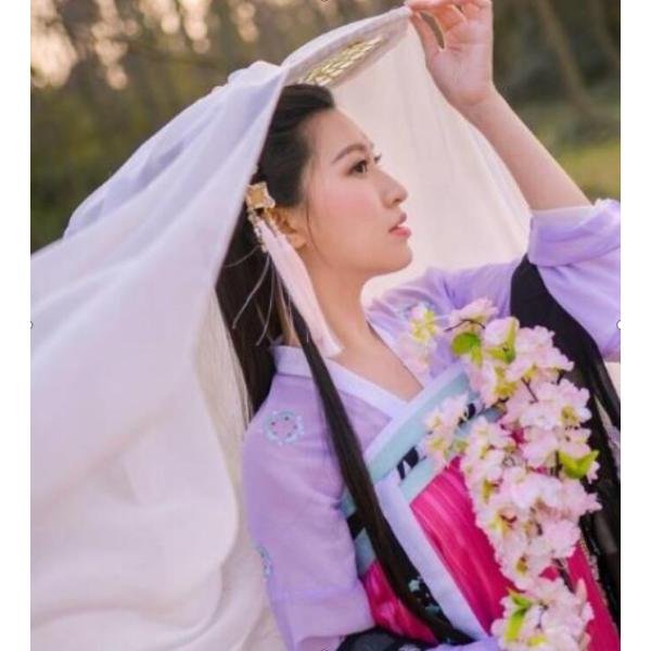 中華コスプレ ベール付き帽子 頭傘 70cm 100cm 150cmロングベール フェイスベール 頭に冠る シフォン付き 冠 かんむり 漢服?唐服用中国古代古典風髪飾り 華流コ