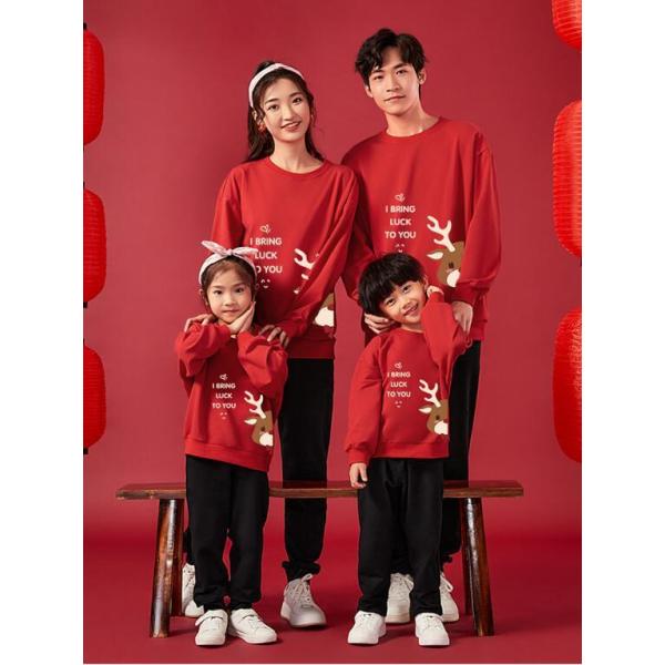 クリスマスパーカー 春秋用冬用Ｔシャツ 親子ペア恋人ペアルック 親子お揃いトップス キッズパパママ 鹿柄トレーナークリスマス ツリー衣装 コスプレ衣装