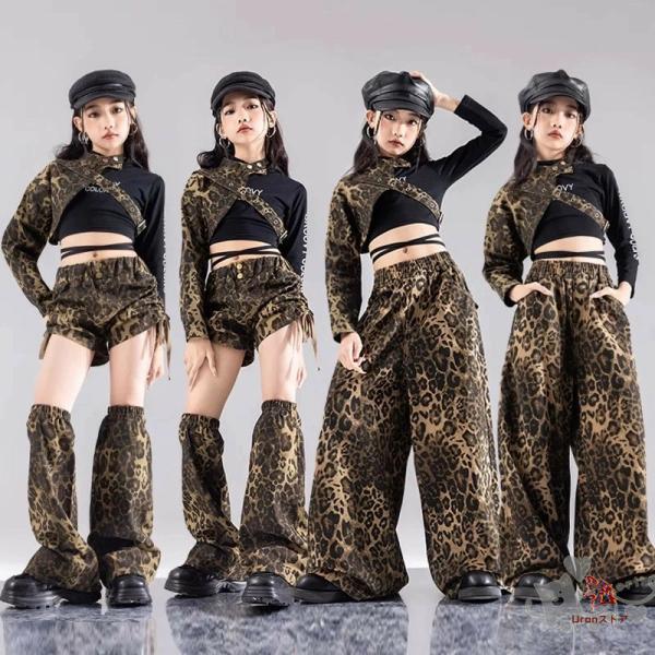 ダンス衣装 ワンショルダー 片袖豹柄 片腕 ヒョウ柄 ジャズ ヒップ