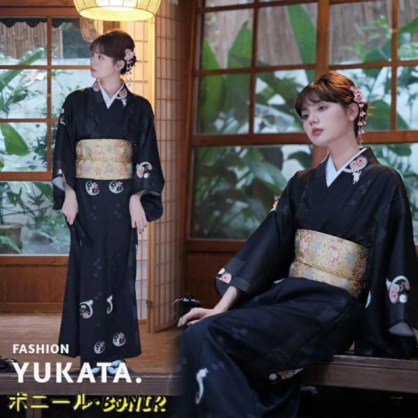 ◆大人ゆかた◆古典黒のうさぎ浴衣■品あるシンプル浴衣■落ち着きつつ華やかな柄■ ◇大人ゆかた◇古典黒のうさぎ浴衣□品あるシンプル浴衣□落ち着き