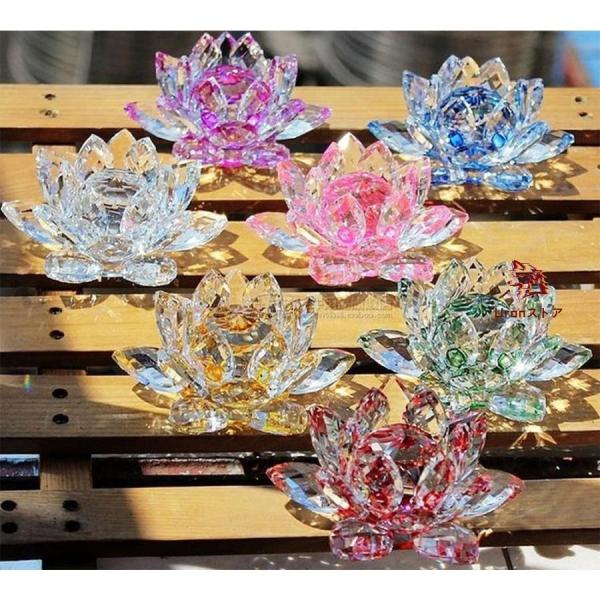 開運 クリスタルガラス 2点セット蓮 花 風水 ヒーリング 置物