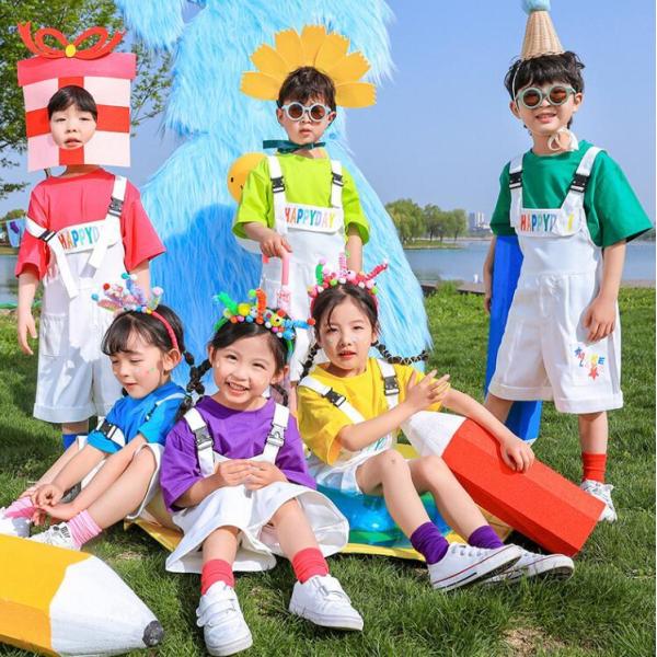 子供服 女の子 男の子 学園活動 幼稚園 団体服 団服 カラフルTシャツ