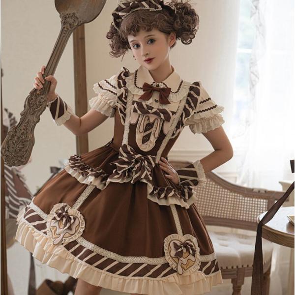 コスプレ　ドレス　 lolita オリジナル 洋服 ロリータ ワンピース ロリータ服 半袖ロリータワンピース Lolita お姫系 シャツ スカート 膝