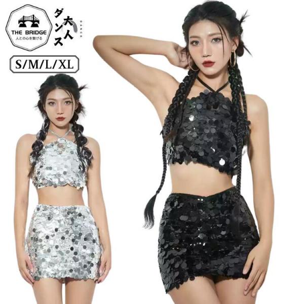 美品 ダンス衣装✨タダシ・ショージの黒、スパンコール、シルクのトップス ダンス衣装✨タダシ・ショージの黒、スパンコール、シルクのトップス 美品